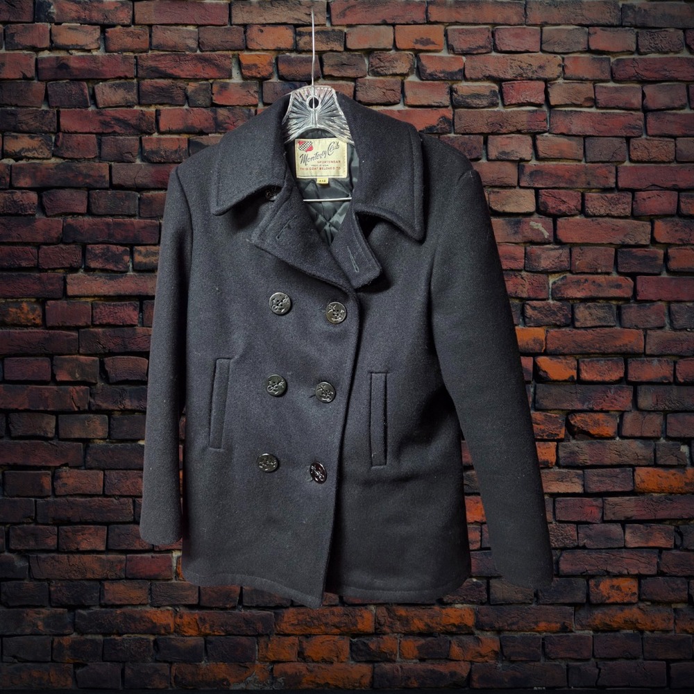 Vintage 80s Monterey Club Sportswear Women's Navy Peacoat Wool Jacket Size 14 US